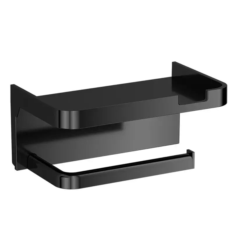 Suport de hârtie igienică montat pe perete cu accesorii, bază solidă, raft modern pentru baie, ușor de instalat, poate ține telefoane mobile și alte obiecte.