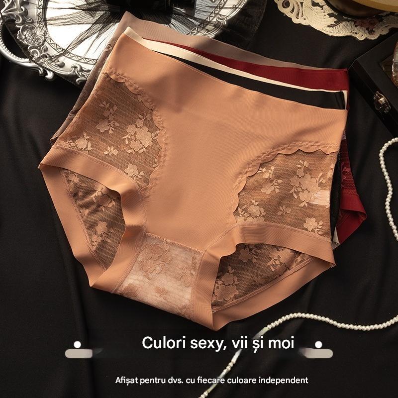 💕50% reducere 🔥【40-80 kg】Chiloți din dantelă fără cusături, foarte elastici, pentru femei, cu ajustare a abdomenului, ridicare și modelare a fundului ✅Plată la livrare