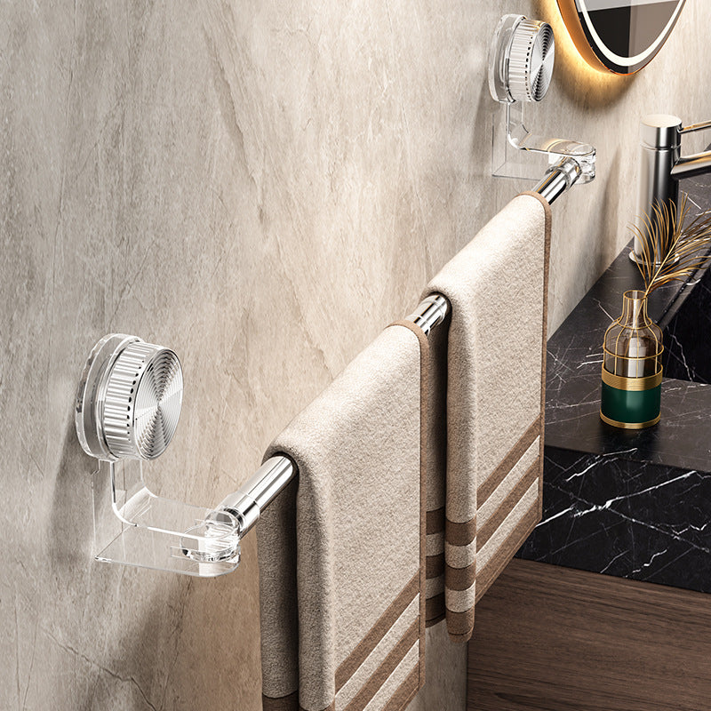 ✨🚿Design ușor, fără găurire – Suport extensibil pentru prosoape cu ventuză