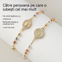 ✨🎀Brățara rozariu Fecioara Maria, încrustată cu zirconiu cubic - în acest moment, credința și dragostea se împletesc - vine într-o frumoasă cutie cadou.