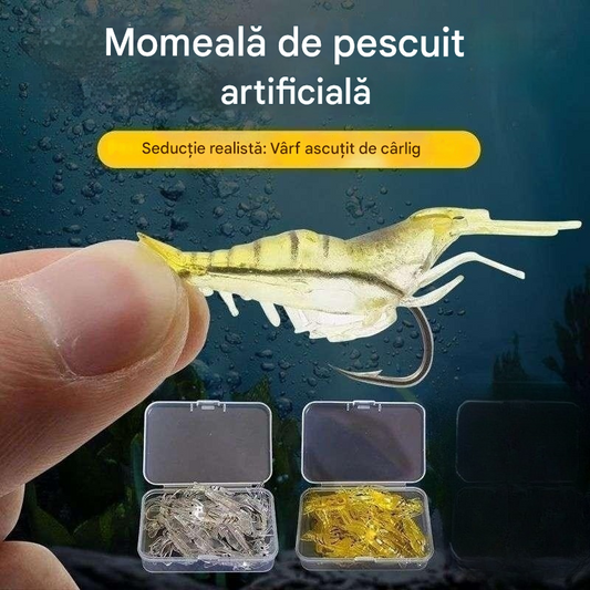 【30 piese】Momeală bionică luminoasă pentru creveți, momeală din plastic moale cu cârlig, formă realistă de creveți pentru pescuitul în apă sărată și dulce, biban, păstrăv și crappie.