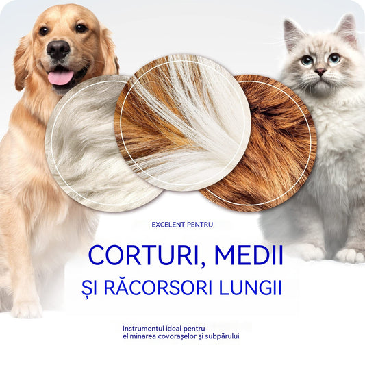 🐾 Instrument profesional pentru îndepărtarea părului mort de la câini și pisici: delicat, eficient și pentru o casă fără păr ✨💖
