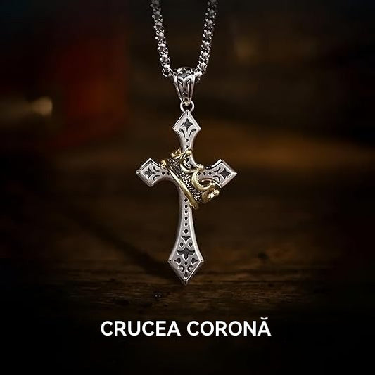 【Cumpărați 1 obțineți 1 gratuit】👑✝️ Colier vintage cu coroană în formă de cruce – simbolizând credința, puterea și protecția zilnică.