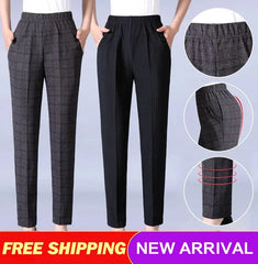 ✅👖【XL-5XL】Pantaloni mărime mare pentru femei de vârstă mijlocie și în vârstă, pantaloni drepți, lejeri, casual, slim【45-87.5kg】