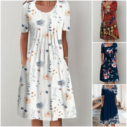 💗2026 noua rochie midi dreapta imprimeu gradina