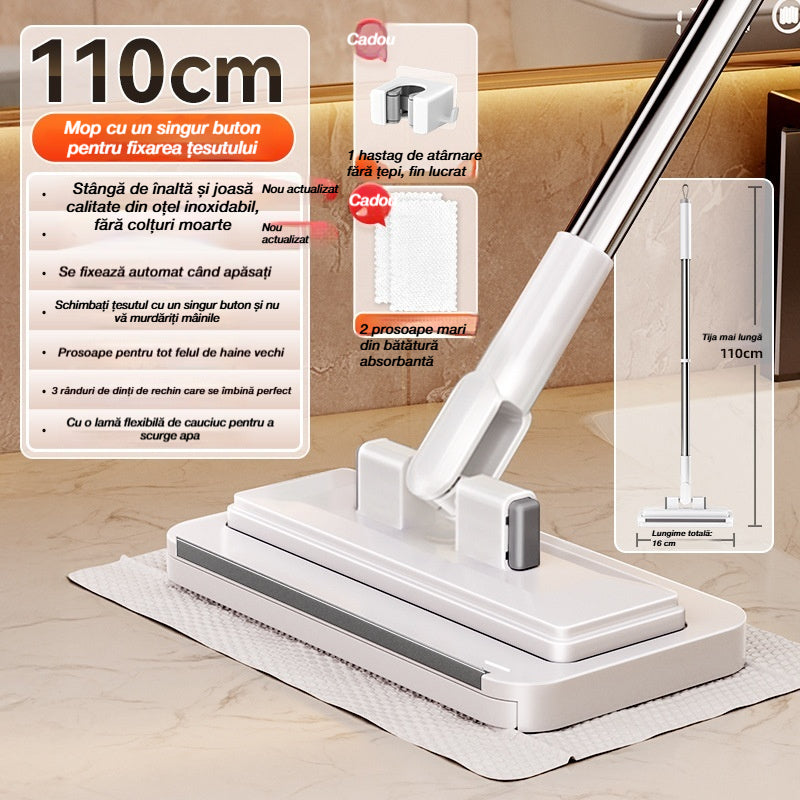 🔥[Set de 4 piese] Mop multifuncțional cu clemă de pânză, nou tip de mop de uz casnic care nu necesită spălare