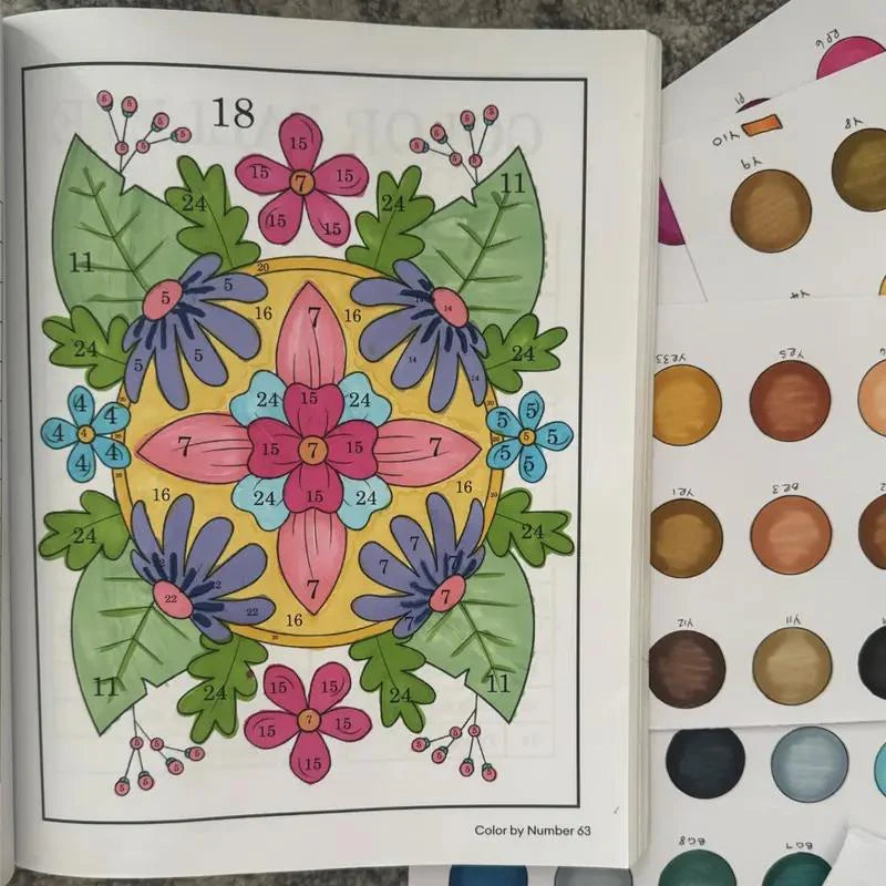 [1 Carte de colorat pentru numere + 24 Pixuri cu două capete] Colorat pentru relaxare: Carte de colorat pentru adulți pentru numere | Ameliorează stresul și anxietatea ✨