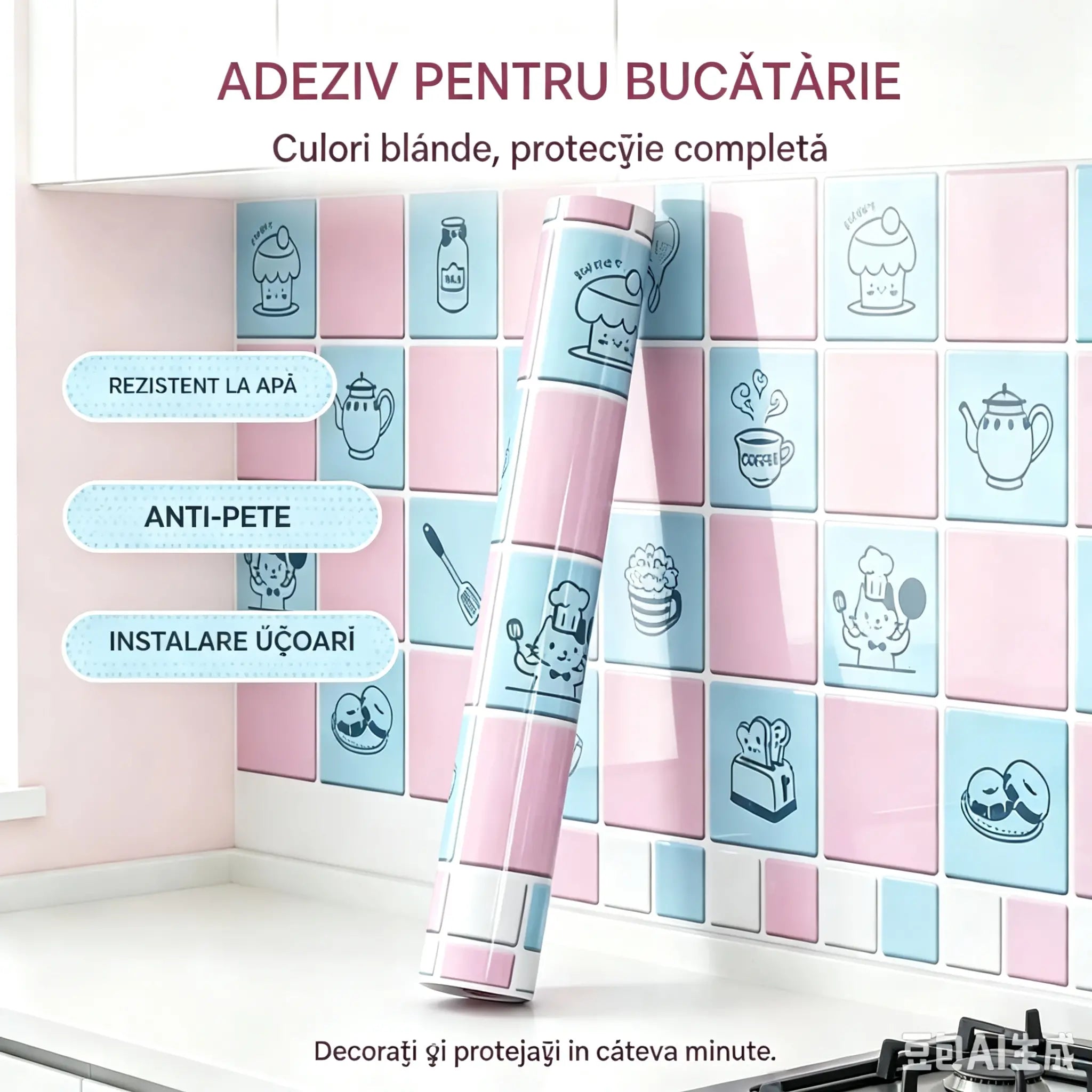 Autocolante rezistente la ulei pentru bucătărie, tapet autoadeziv impermeabil, protector pentru blat de bucătărie.