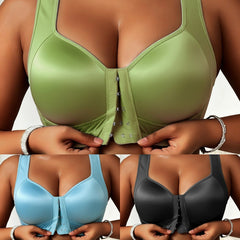 😍👙【Pachet de 3】 [40-100 kg] Sutien lifting fără armătură pentru femei, mărime plus, cu închidere frontală, previne lăsarea sânilor
