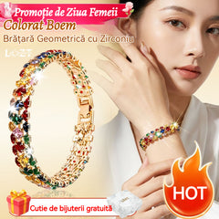 ✨Brățară boemă colorată, geometrică, cu zirconiu cubic