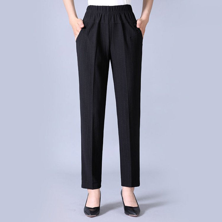 ✅👖【XL-5XL】Pantaloni mărime mare pentru femei de vârstă mijlocie și în vârstă, pantaloni drepți, lejeri, casual, slim【45-87.5kg】