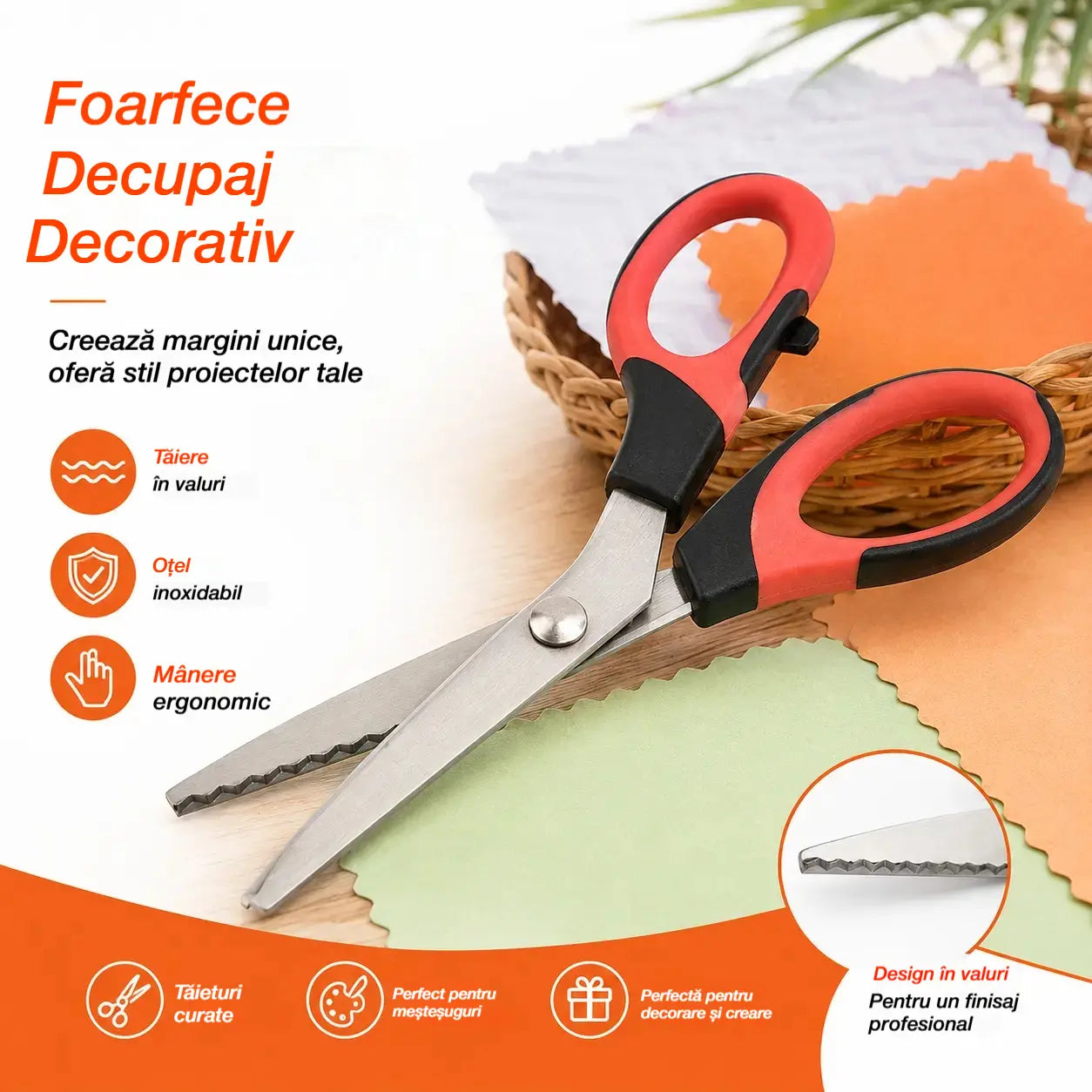 ✂️【Cumpărați 1 obțineți 1 gratuit】 Foarfece multifuncționale pentru roz cu muchie în zig-zag – Pentru materiale textile, hârtie și obiecte de artizanat 🧵