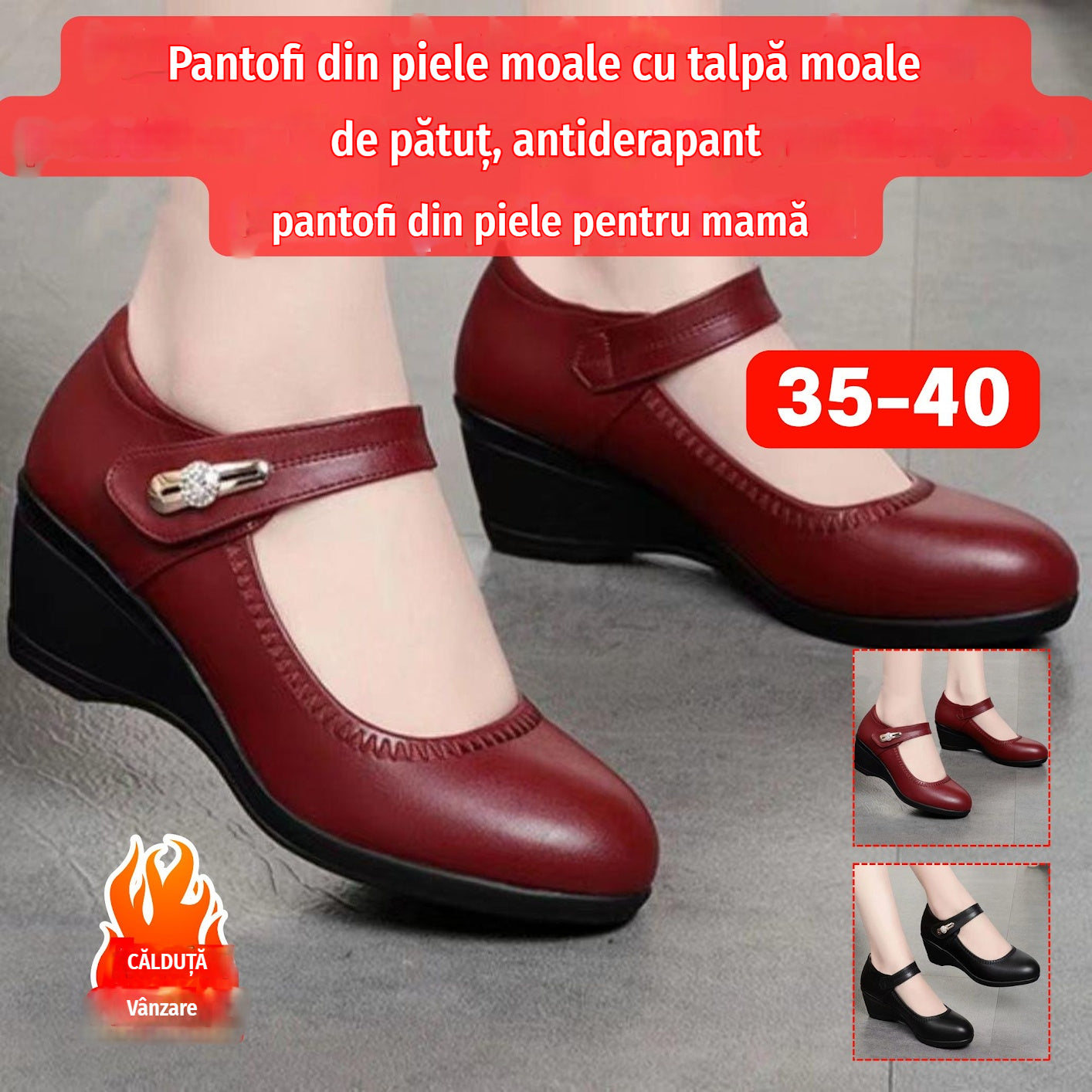 👡 Tocuri înalte pentru femei din piele naturală, moi și antiderapante