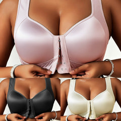 😍👙【Pachet de 3】 [40-100 kg] Sutien lifting fără armătură pentru femei, mărime plus, cu închidere frontală, previne lăsarea sânilor