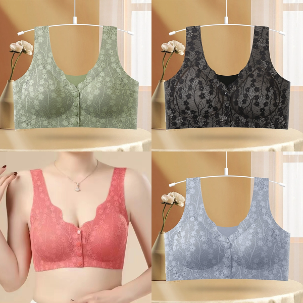 😍【Pachet de 4 bucăți】Sutien fără fir pentru femei cu nasturi în față ❤️【40-100kg】