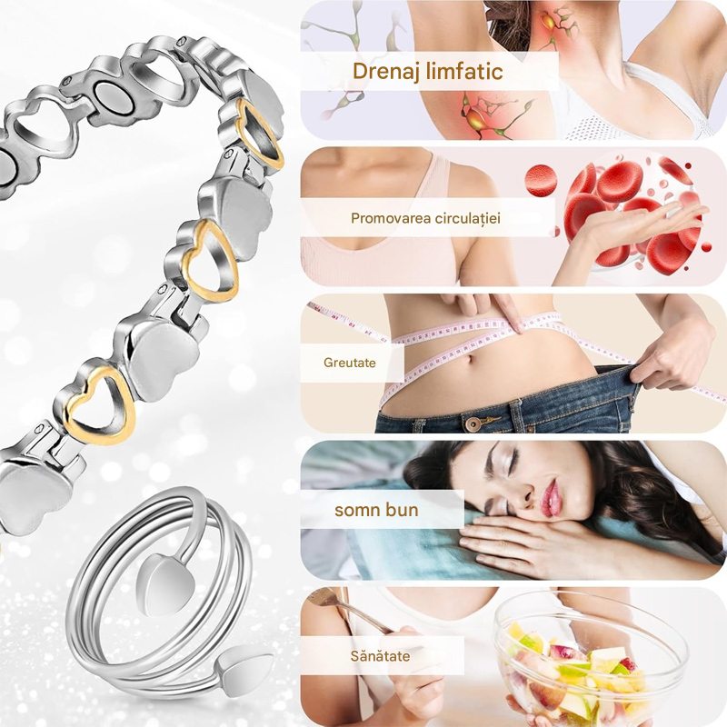 ❤️✨Această brățară elegantă din aur de 18K, în formă de inimă, este magnetică, promovează circulația sângelui și este confortabilă de purtat.✅