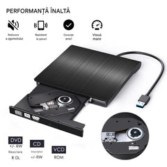 📢📢50% reducere! 💿💻 Unitate CD/DVD externă – Plug and play, portabilă și ușor de utilizat, compatibilă cu sistemele Mac/Windows.