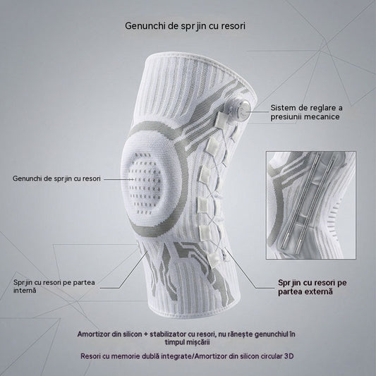🦵🦵Orteză de genunchi sport cu compresie din silicon, cu arc absorbant pentru alergare în aer liber și fitness
