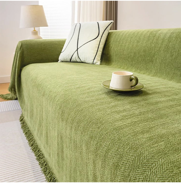 Husă de canapea tip chenille cu model spic de hering (180x180 cm)
