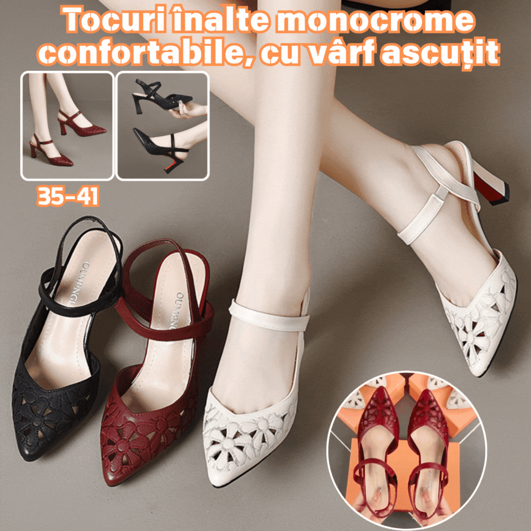 💥🔥【35-41】Tocuri înalte monocrome confortabile, cu vârf ascuțit 【Toc de 6 cm】
