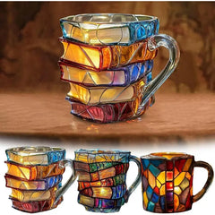 📚Ceașcă de cafea pictată 3D în formă de carte