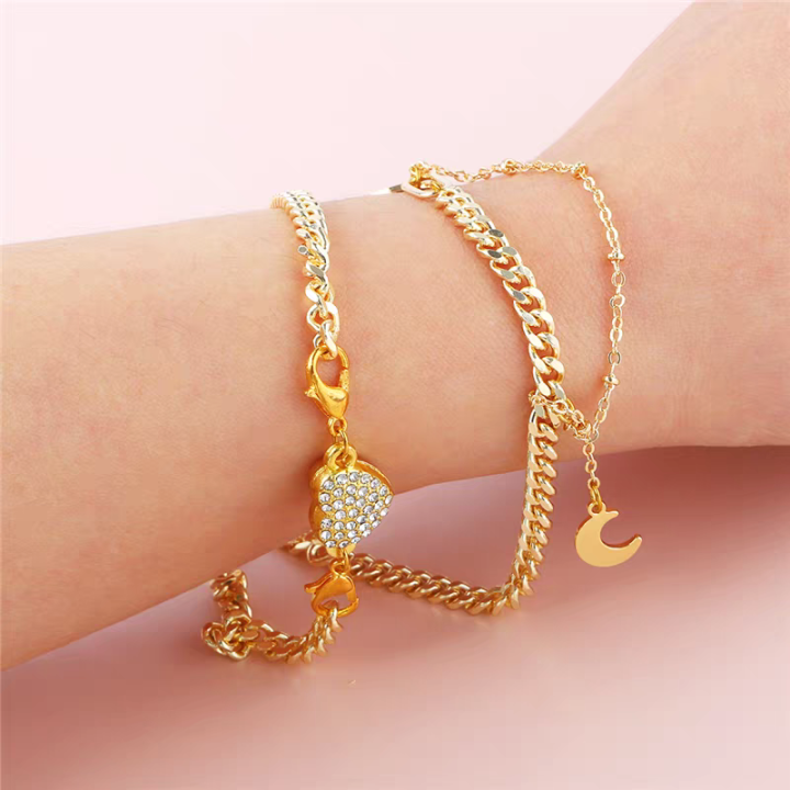 🙍✨Set de 14 piese cu brățară și colier cu fermoar magnetic în formă de inimă💐