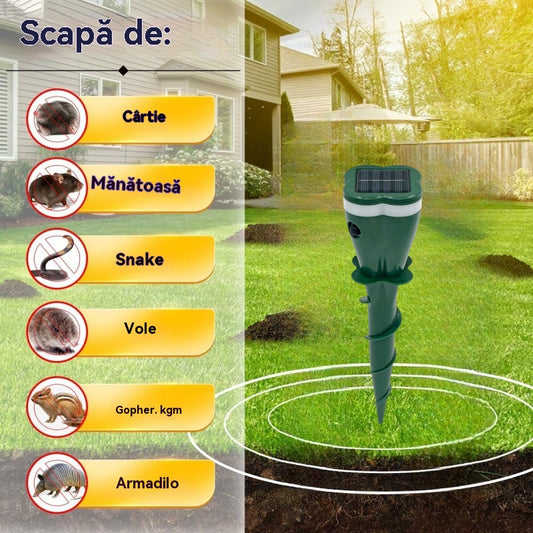 🔥🌞 Repelent solar cu ultrasunete pentru dăunători – Repelent cu ultrasunete pentru șoareci, repelent pentru șerpi, repelent pentru păsări | Inofensiv și ecologic / Încărcare solară / Repelent pentru șoareci și șerpi