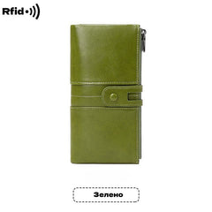 🔥💼Portofel multifuncțional, realizat manual din piele naturală, cu protecție antifurt, fermoar dublu.