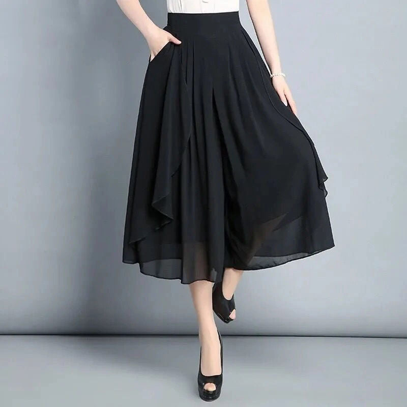 🔥🔥【52-115KG】2026 New Fashion Ice Silk Pantaloni din șifon subțiri cu talie înaltă
