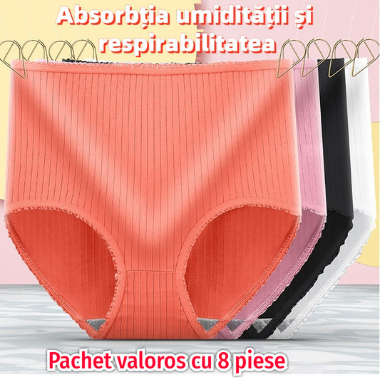 🔥Ultima zi 50% reducere-(8 buc)💖Lenjerie intimă impermeabilă și antibacteriană cu talie înaltă
