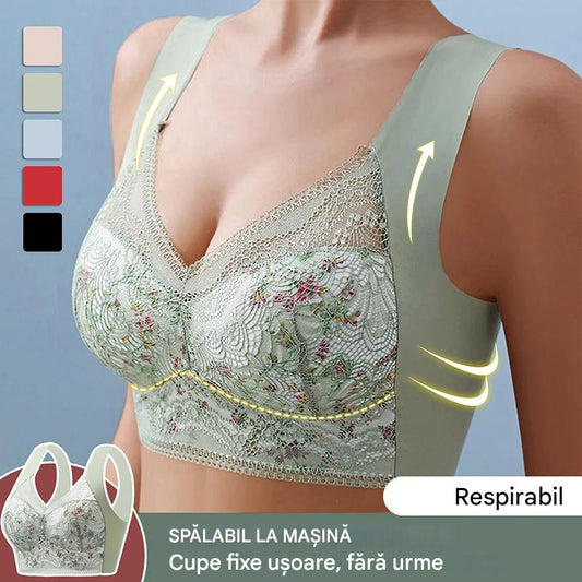 🔥🔥【3 buc】💕🎁【40kg-100kg】Sutien de mărime mare din mătase de gheață fără cusături, respirabil și reglabil