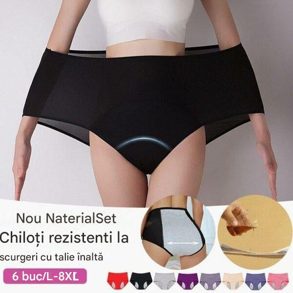 🔥🩲【L-8XL】【6 bucăți】2026 Nouă lenjerie de corp îmbunătățită cu talie înaltă rezistentă la scurgeri