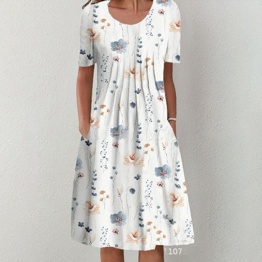 💗2026 noua rochie midi dreapta imprimeu gradina