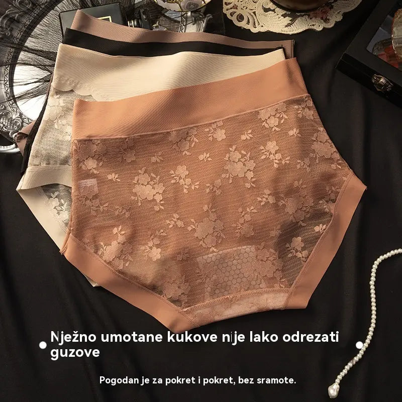 【Set de 5 piese】【40-80 kg】Chiloți de damă din dantelă cu elasticitate ridicată, fără cusături, pentru controlul abdomenului, modelarea feselor și ridicarea acestora -- Câte unul din fiecare culoare