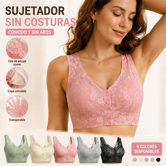 😍【Set 3 piese】 ❤️【40-100 kg】👙Sutien superb din dantelă pentru femei, cu închidere frontală, fără armătură