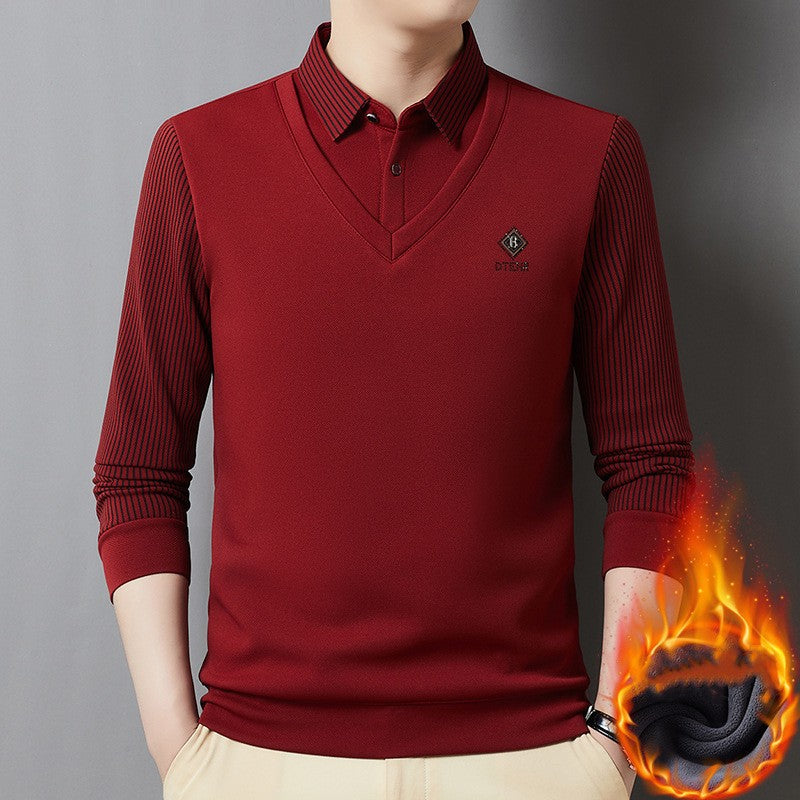 🔥👔【M-4XL】Pulover călduros pentru bărbați, din cașmir de înaltă calitate, cu design în stil „două în unu”