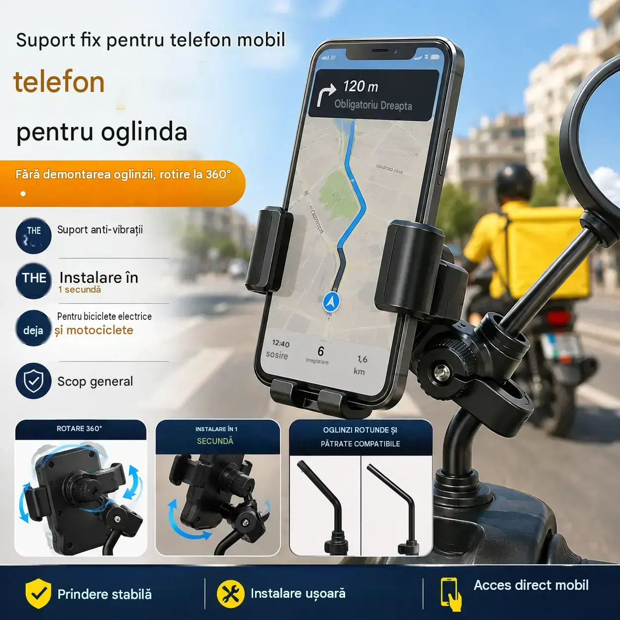 🚴【Cumpărați 1 obțineți 1 gratuit】Suport de telefon pentru motocicletă cu prindere sigură