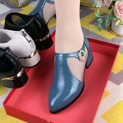 👠✨.  Pantofi din piele eleganți și eleganți cu plasă patchwork pentru femei cu toc mic 💃🌟