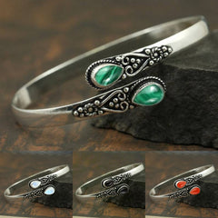 【Ofertă limitată în timp】【Cumpărați 1 obțineți 1 gratuit】Brățară vintage din argint sterling S925, încrustată cu agat verde
