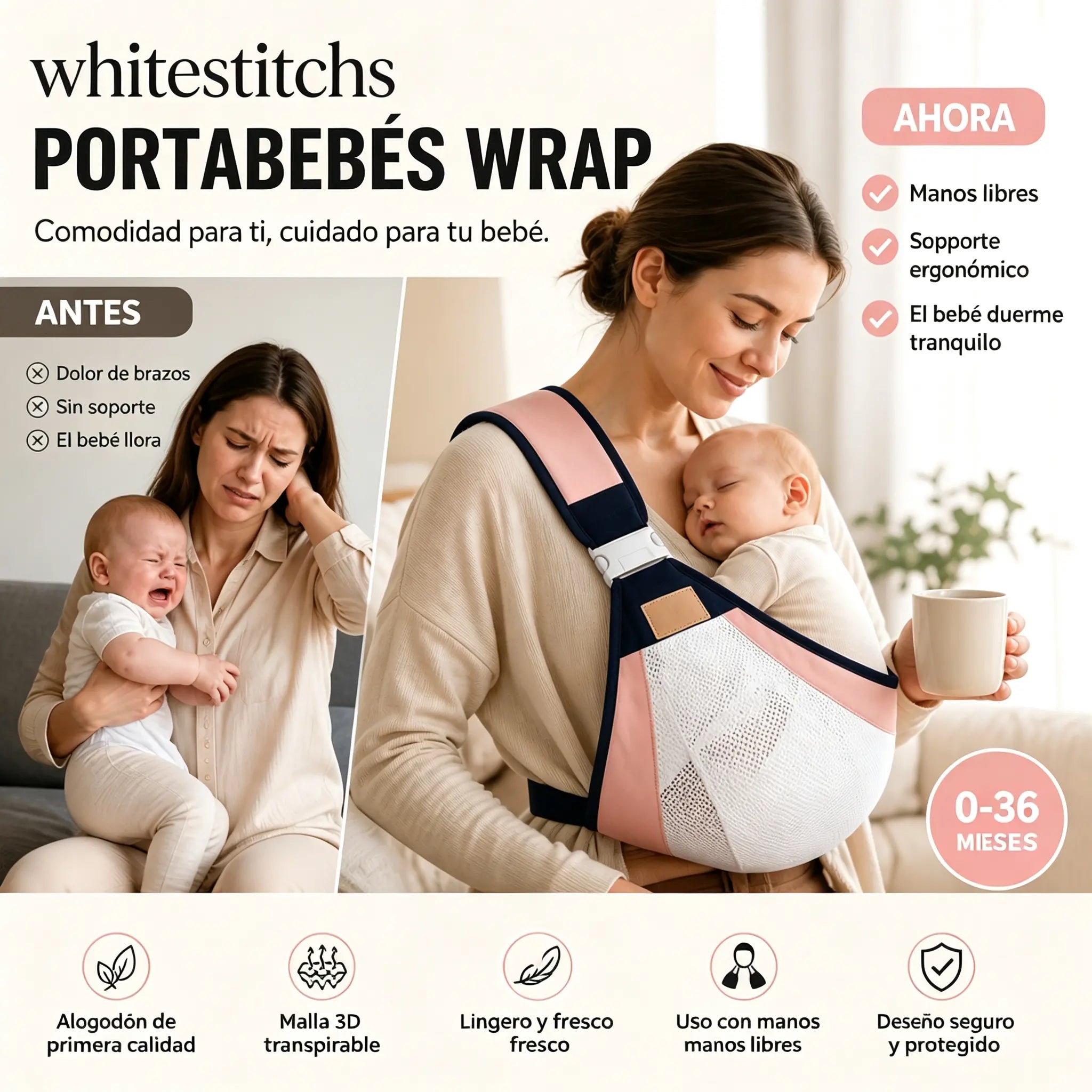 👶【Cumpărați 1 obțineți 1 gratuit】 Marsupiu ergonomic ușor pentru bebeluși | Ideal pentru plimbări și călătorii ✈️