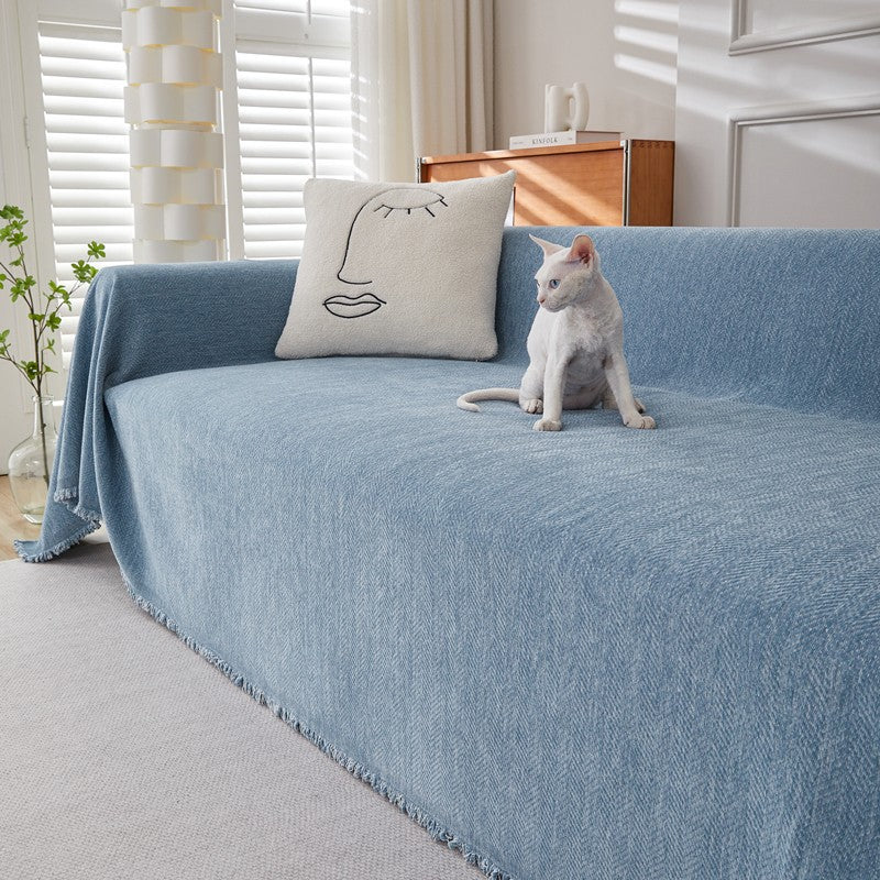Husă de canapea tip chenille cu model spic de hering (180x180 cm)