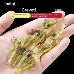 【30 piese】Momeală bionică luminoasă pentru creveți, momeală din plastic moale cu cârlig, formă realistă de creveți pentru pescuitul în apă sărată și dulce, biban, păstrăv și crappie.