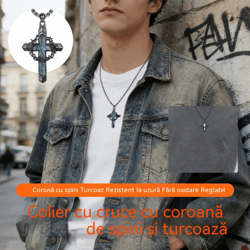 Cumpără 1, primești 1 gratuit ✨🎉 Colier cu coroană de spini turcoaz (pachet de 2)