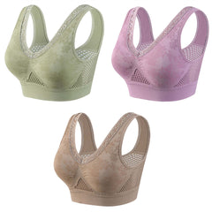 🔥【40-120 KG】👙【3 bucată 】 Sutien fără sârmă, cu dantelă, cu susținere ridicată, pentru femei