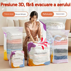 🧳【Set de 5 bucăți】💨 Pungă de depozitare vidată mare și compresibilă: nu necesită pompă, etanșă la scurgeri, ideală pentru economisirea spațiului în valize și acasă ✈️