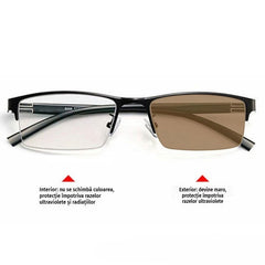 👓✨🔥Ochelari de soare fotocromatici metalici cu rame semi-rame, ochelari de vedere cu blocare a luminii albastre, ochelari de soare pentru șoferi