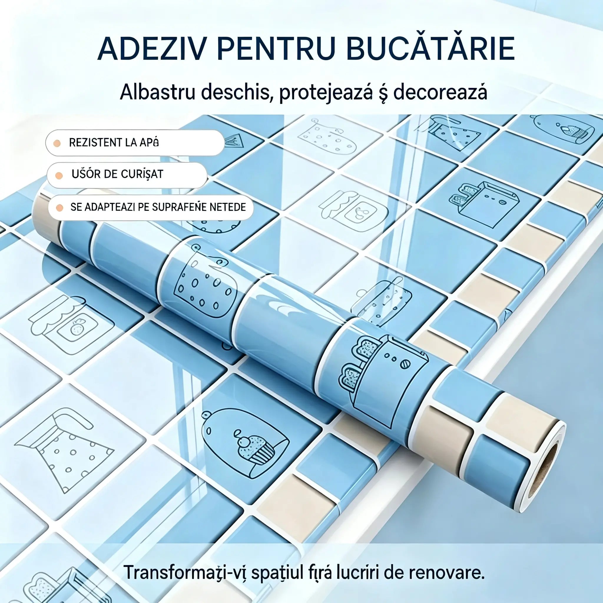 Autocolante rezistente la ulei pentru bucătărie, tapet autoadeziv impermeabil, protector pentru blat de bucătărie.