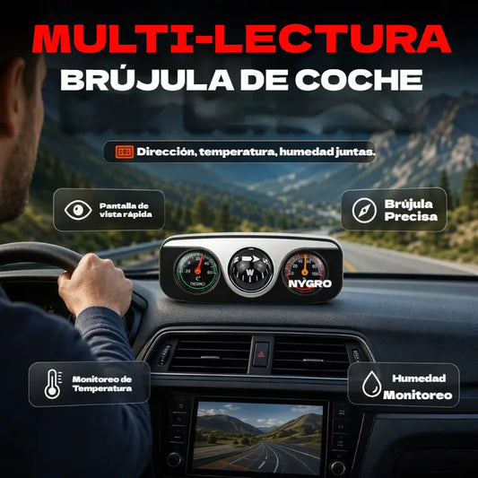 Busolă auto multifuncțională 3 în 1 cu termometru și precizie ridicată.