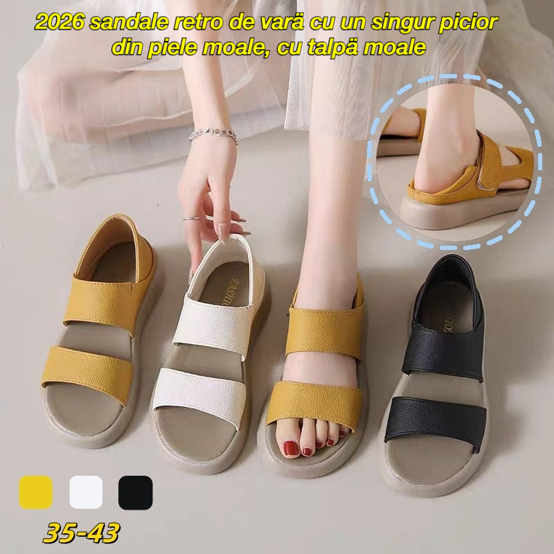 👡【35-43】 sandale retro de vară cu un singur picior din piele moale, cu talpă moale
