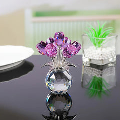 🌹Vază decorativă din cristal conservat, cu trandafir
